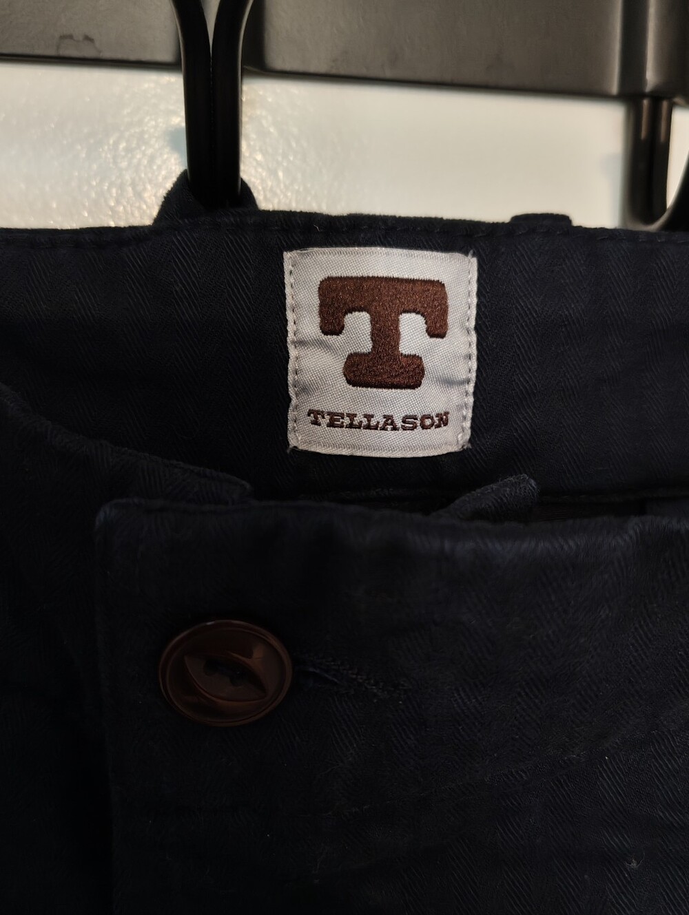 Tellason Ghurka Navy Herringbone Button-Front Trousers - Sz 36 - Picture 3 of 4